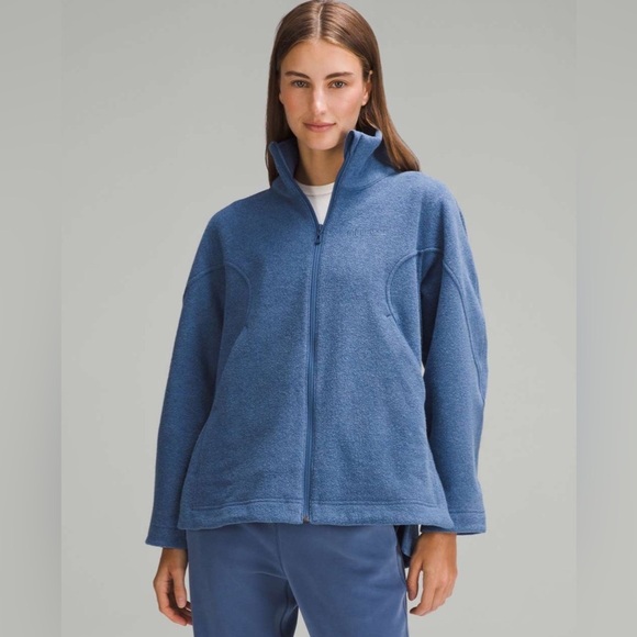 lululemon athletica Tops - Lululemon Looped Terry Fleece Full Zip in Pitch Blue